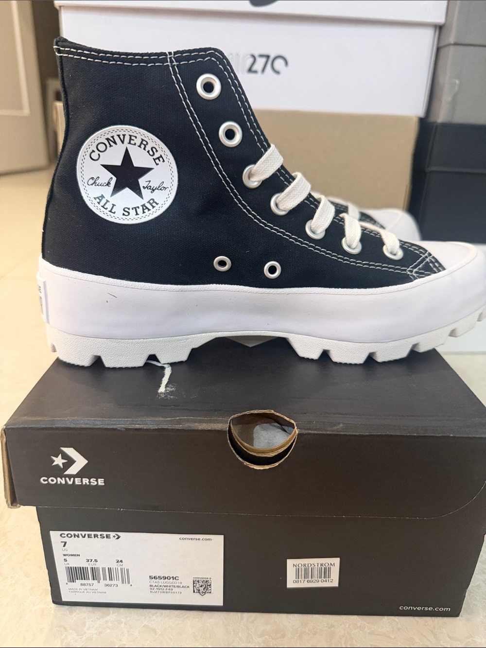 Converse Kids Black and White High Top Sneakers